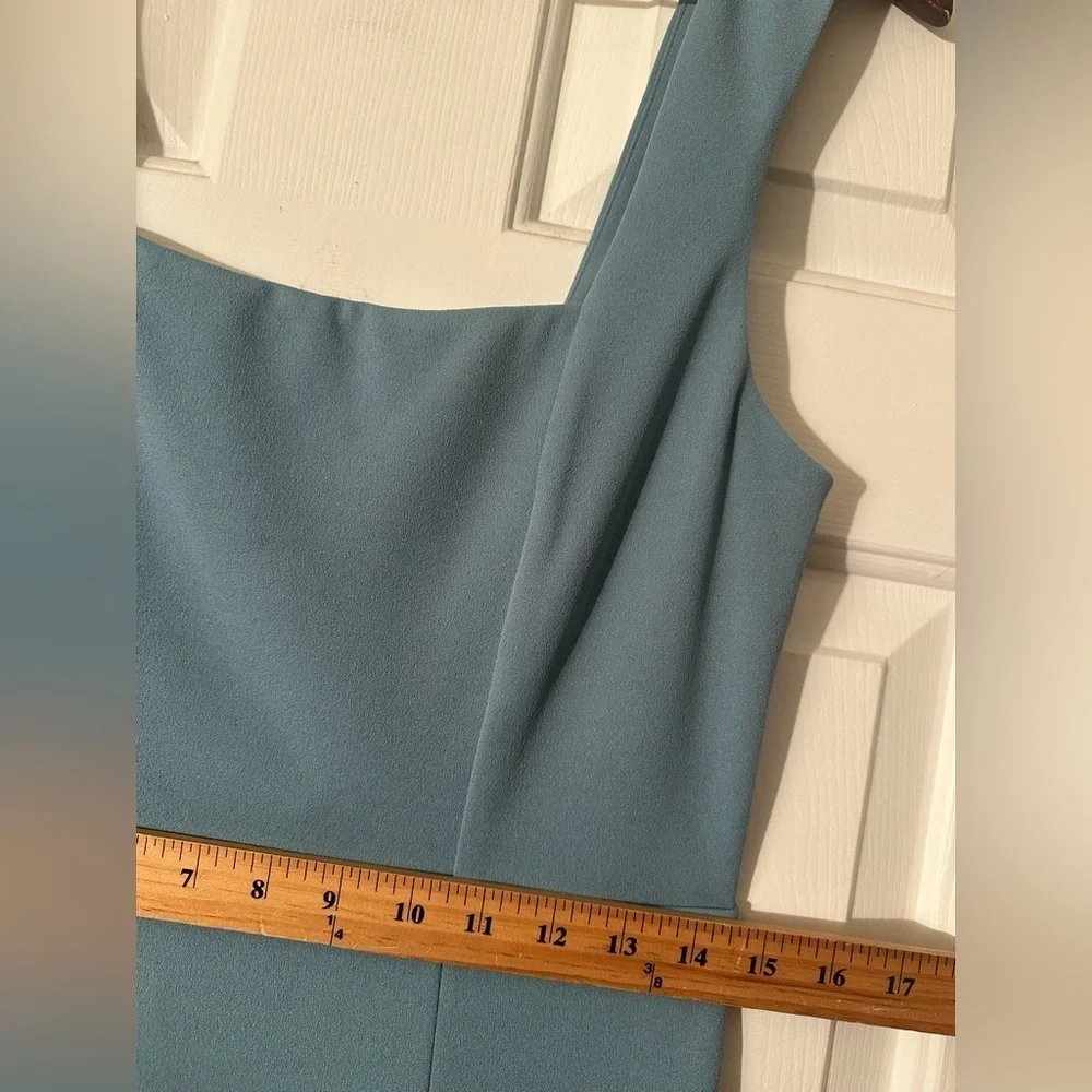 NWT SHOW ME YOUR MUMU Large Eden Stretch Midi French Blue Square Neck High Slit